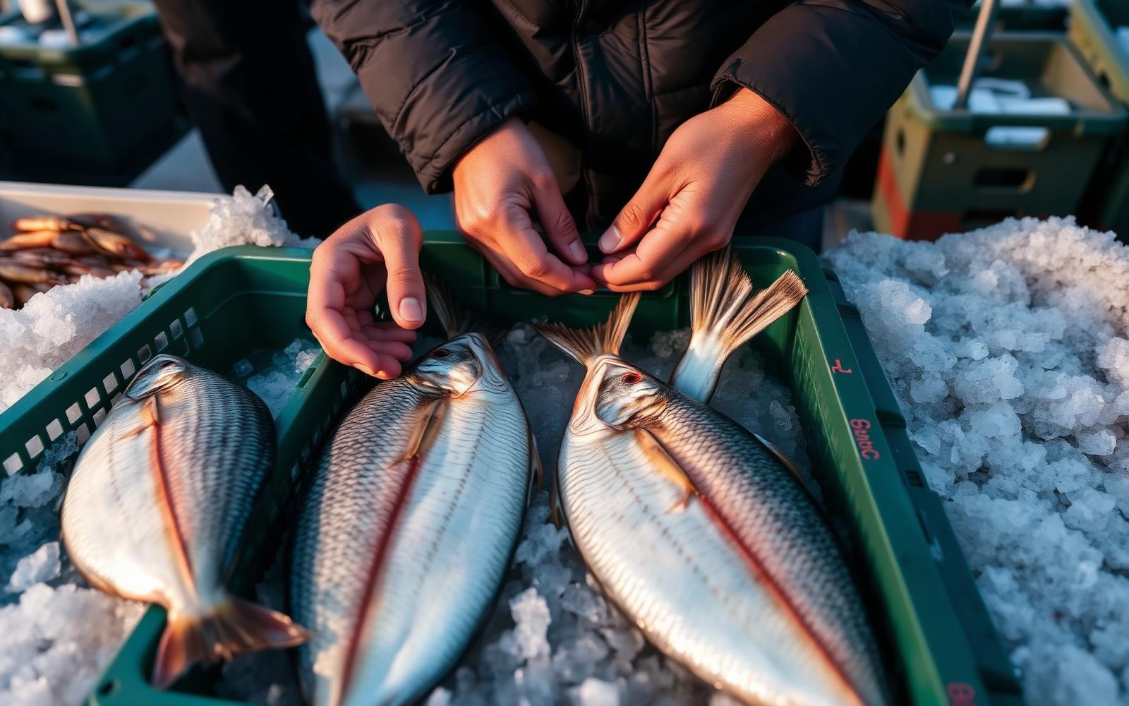 Fresh Adriatic fish on ice at an early morning market